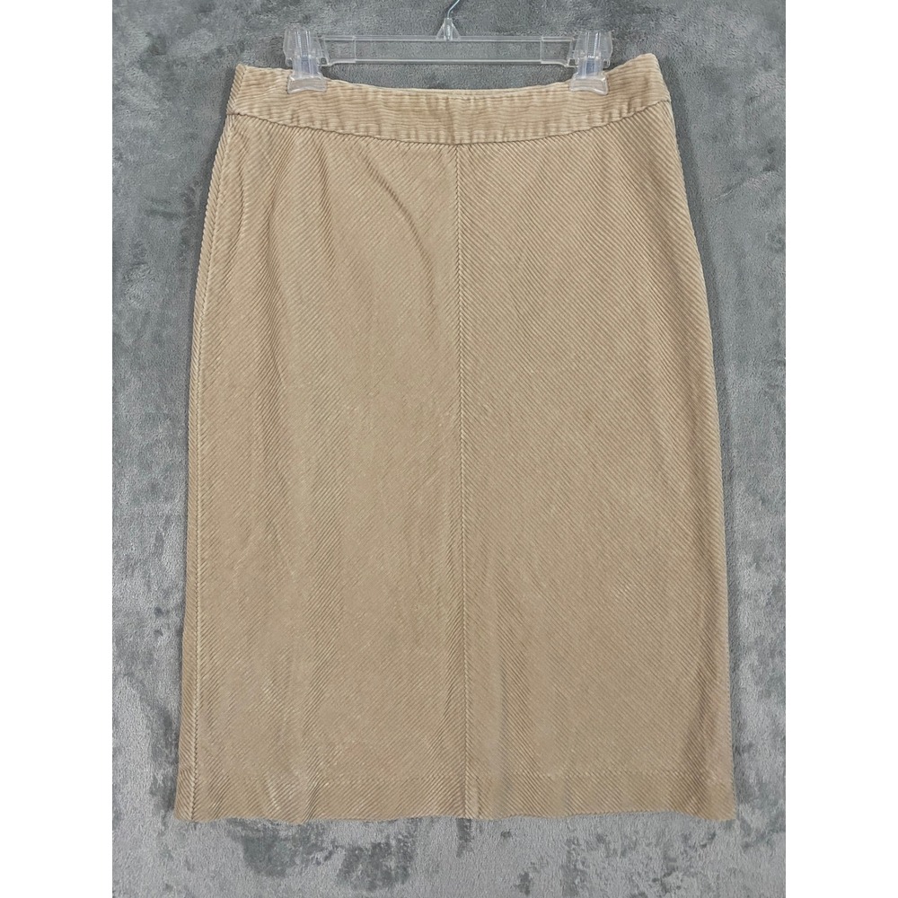Ann Taylor Skirt Sz 10 Tan Corduroy Knee Length Diagonal Rib Office Modest
